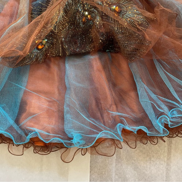 Strapless Short Ball gown Faux Peacock Lace Embroidery Prom Wedding Dress Size S - Picture 11 of 16